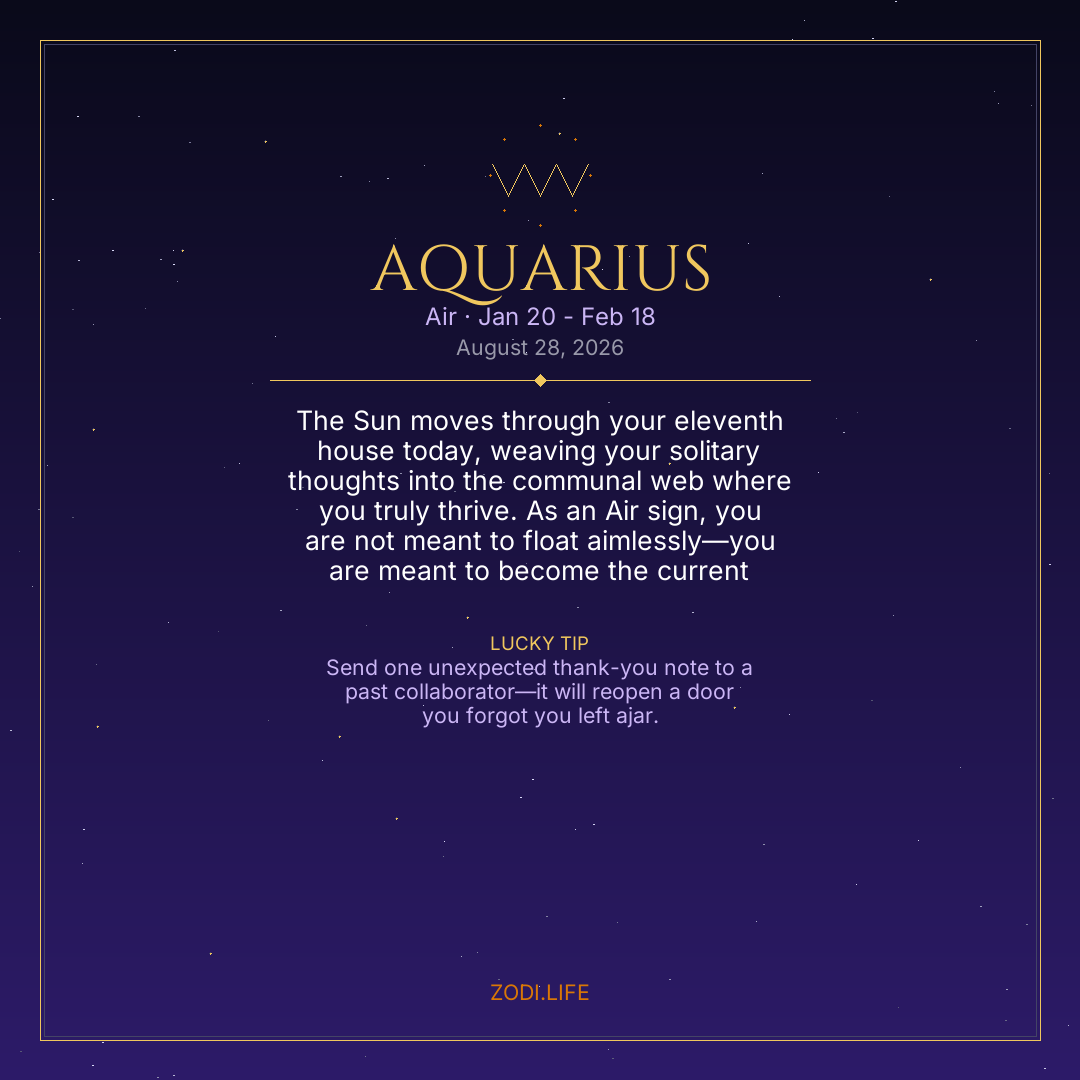 Aquarius Horoscope August 28, 2026