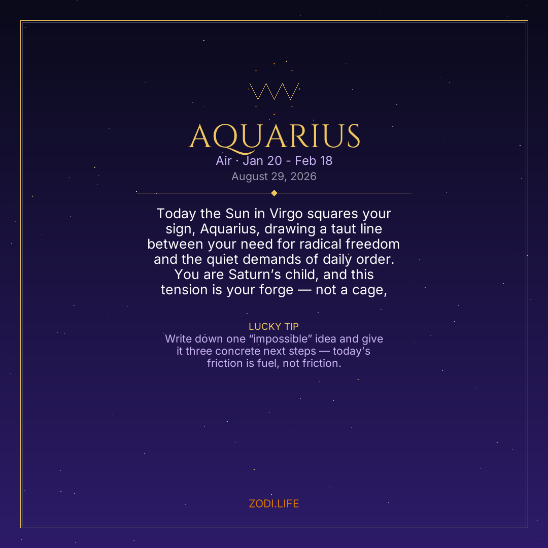 Aquarius Horoscope August 29, 2026