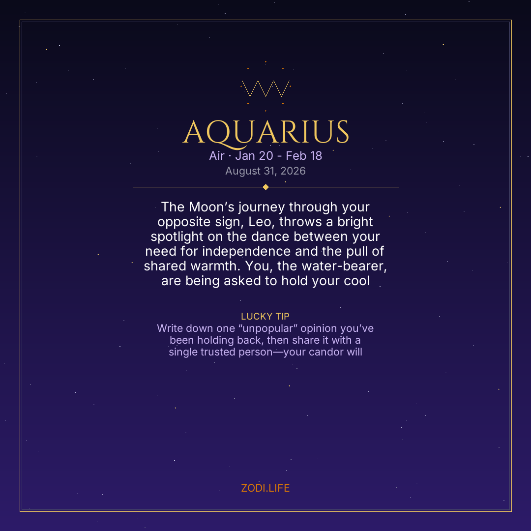 Aquarius Horoscope August 31, 2026