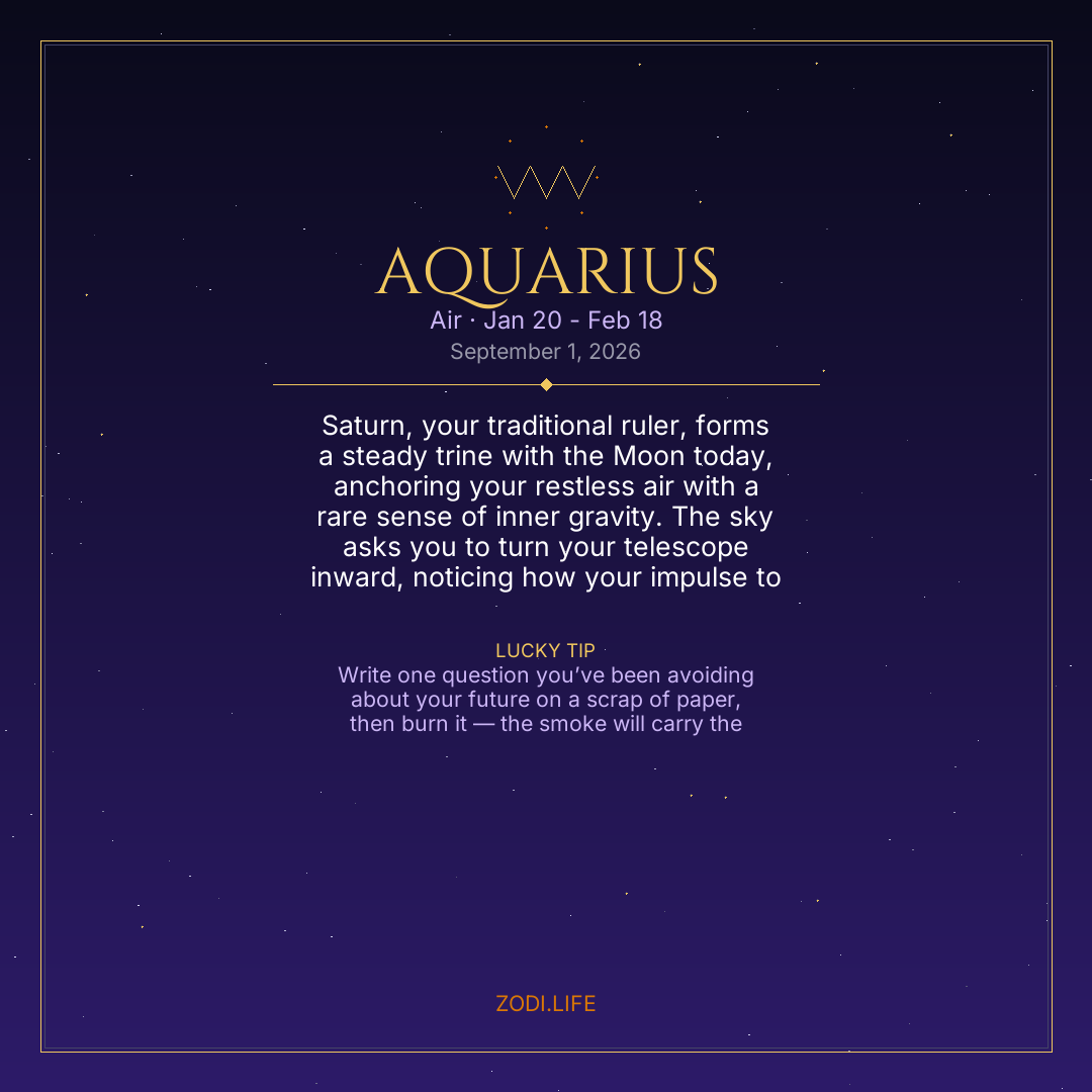 Aquarius Horoscope September 1, 2026