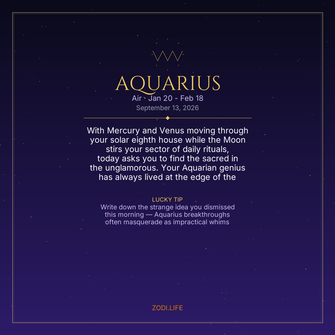 Aquarius Horoscope September 13, 2026
