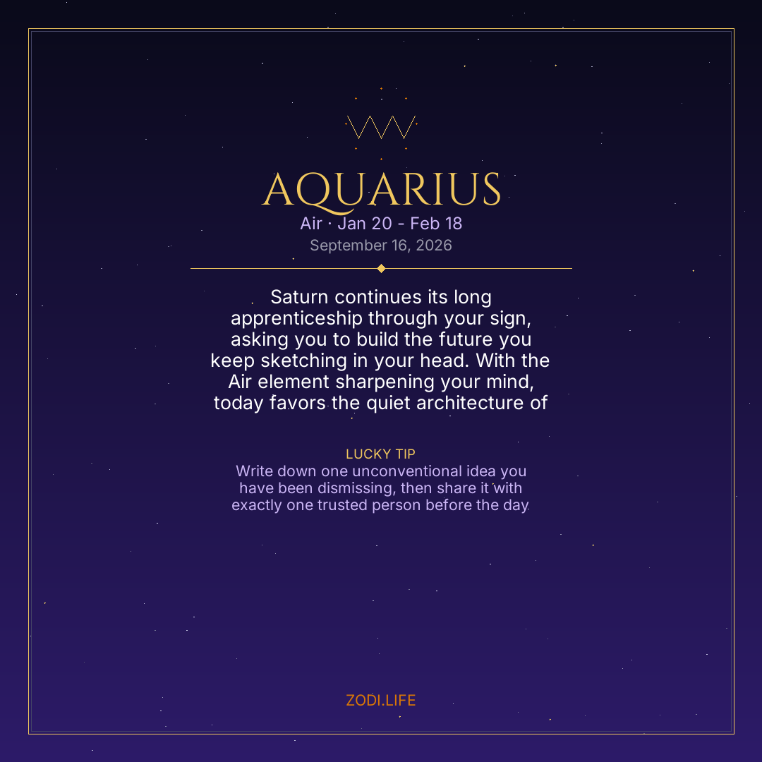 Aquarius Horoscope September 16, 2026