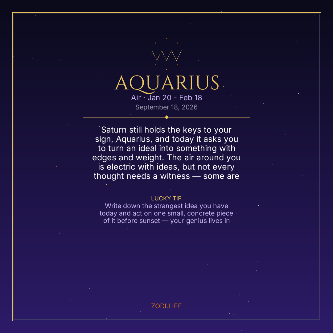 Aquarius Horoscope September 18, 2026