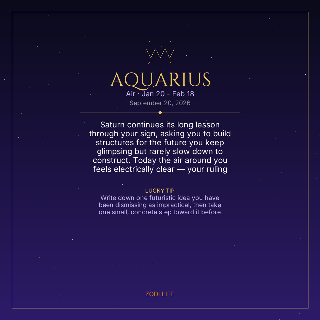 Aquarius Horoscope September 20, 2026