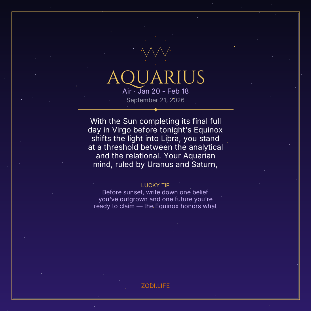 Aquarius Horoscope September 21, 2026