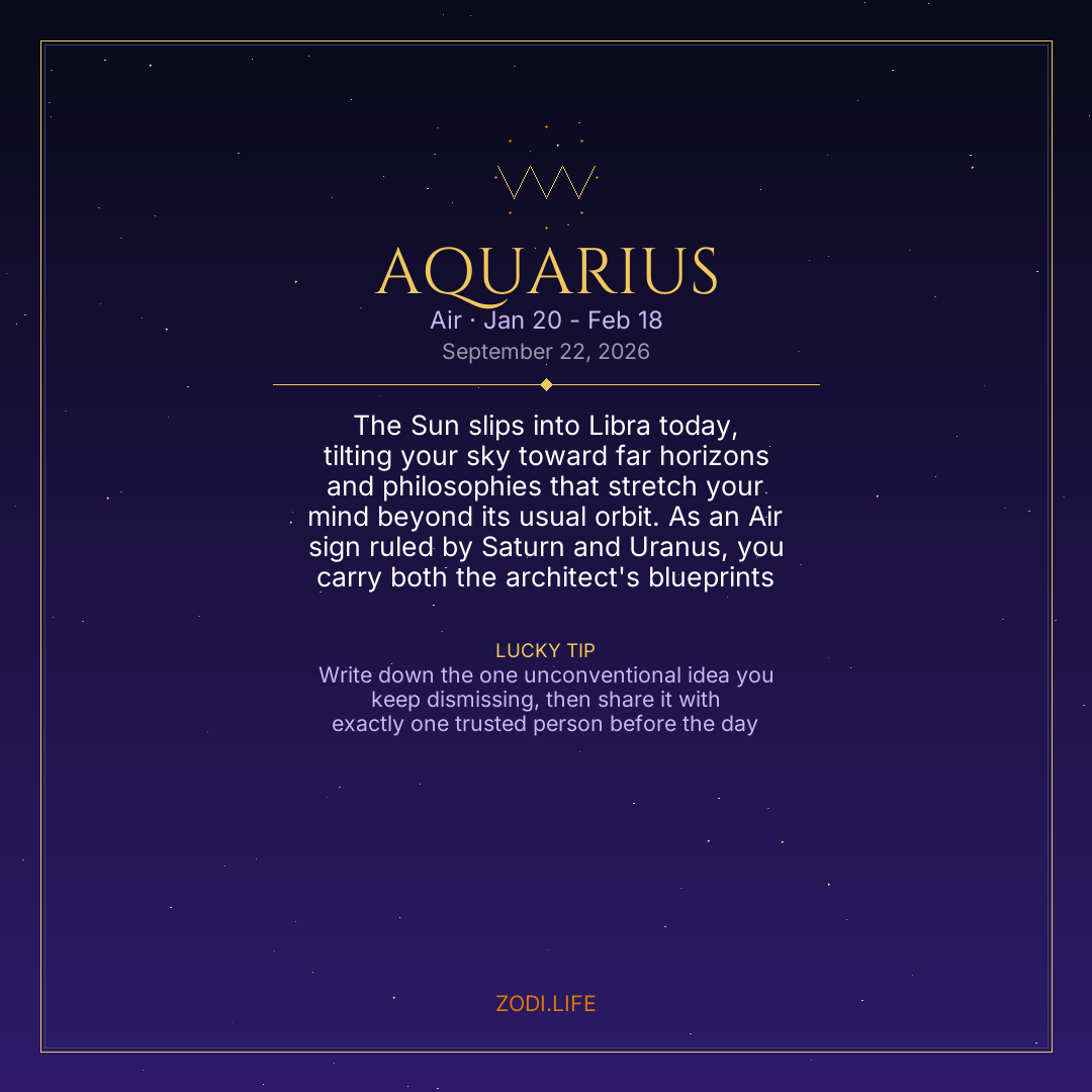 Aquarius Horoscope September 22, 2026