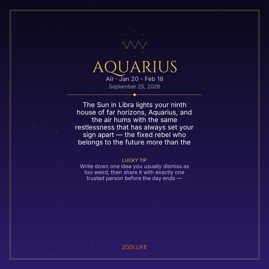 Aquarius Horoscope September 25, 2026