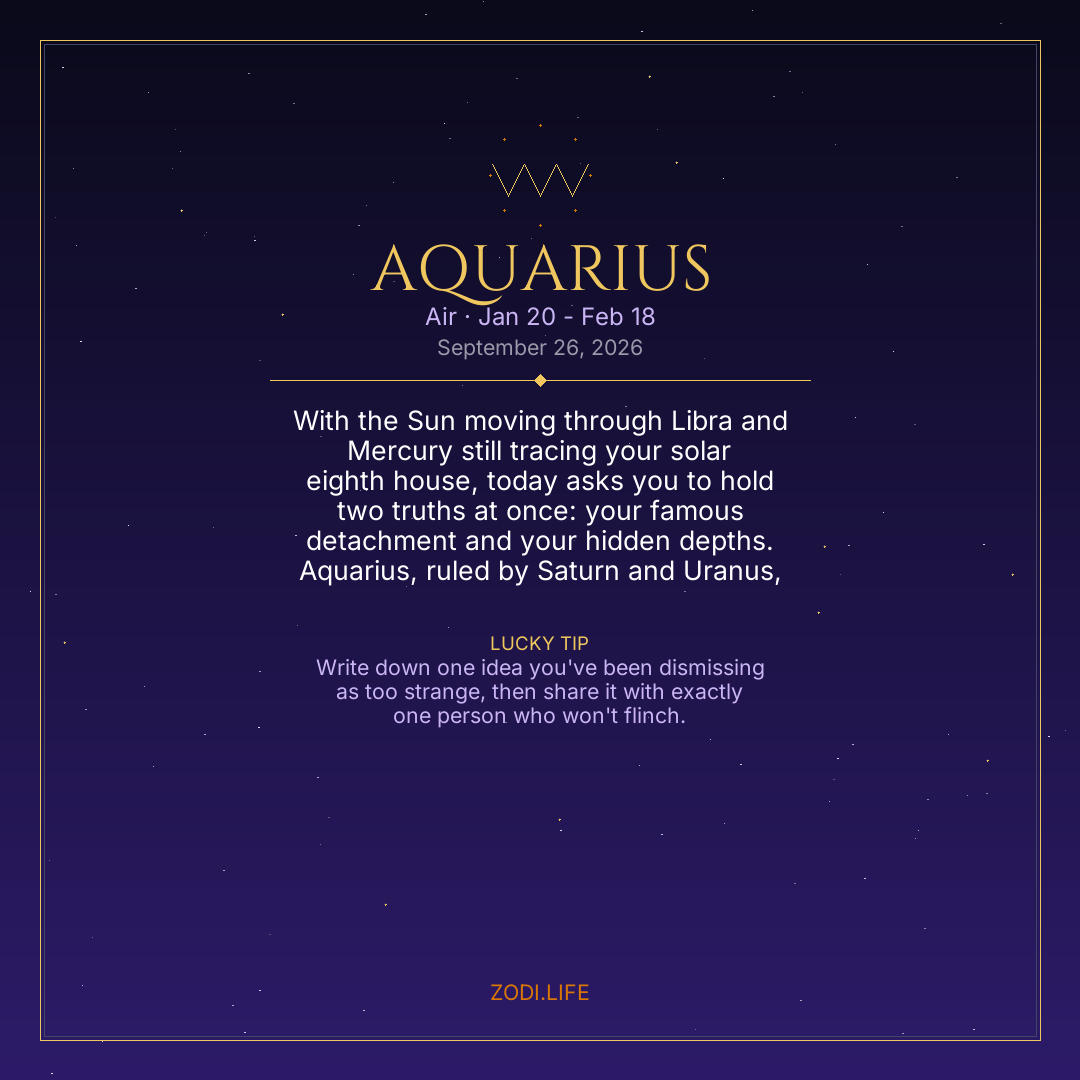 Aquarius Horoscope September 26, 2026