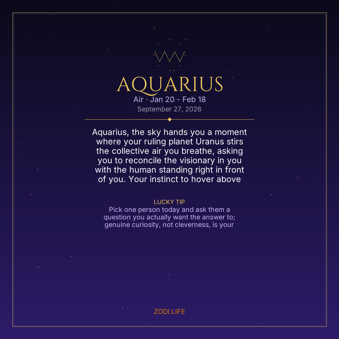 Aquarius Horoscope September 27, 2026