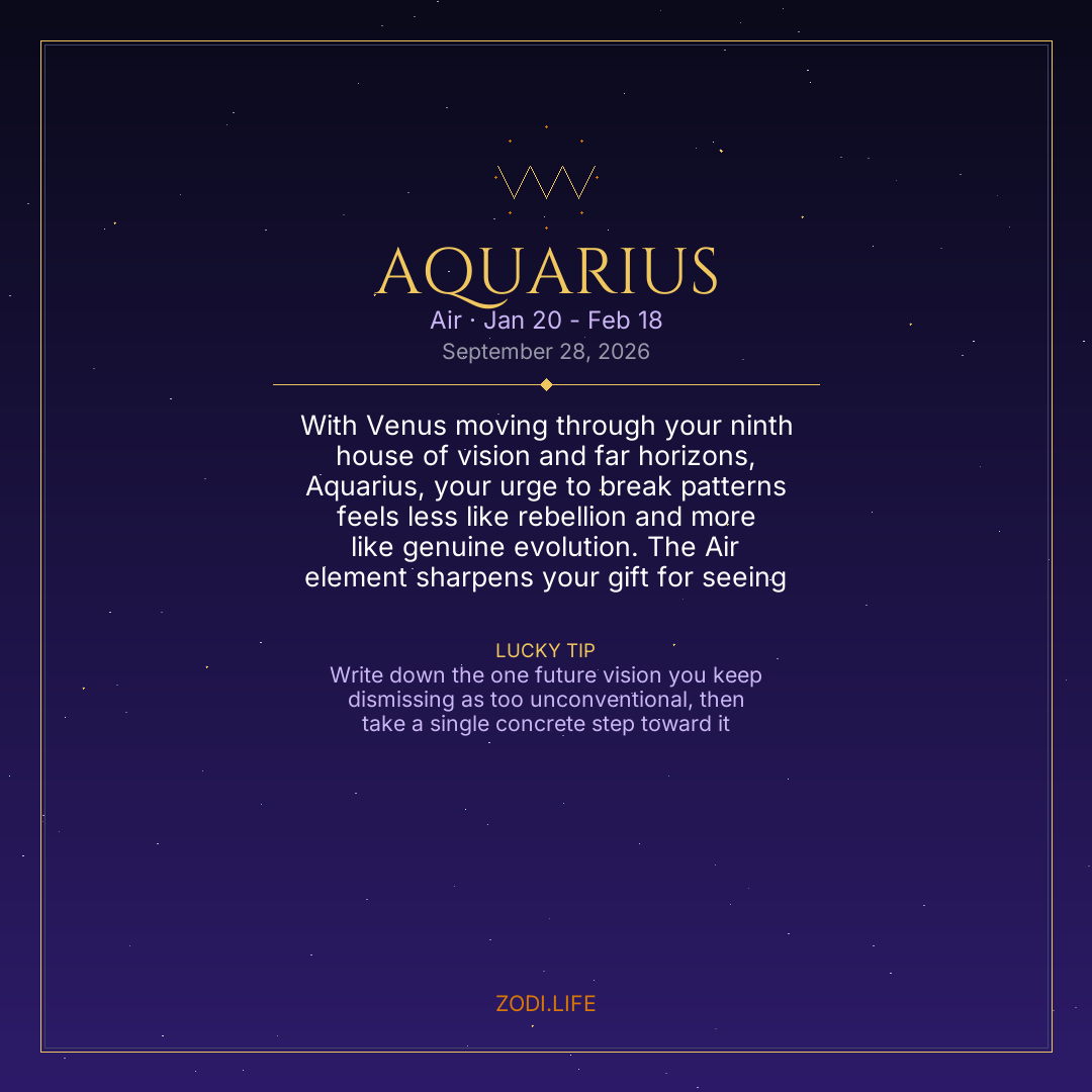 Aquarius Horoscope September 28, 2026