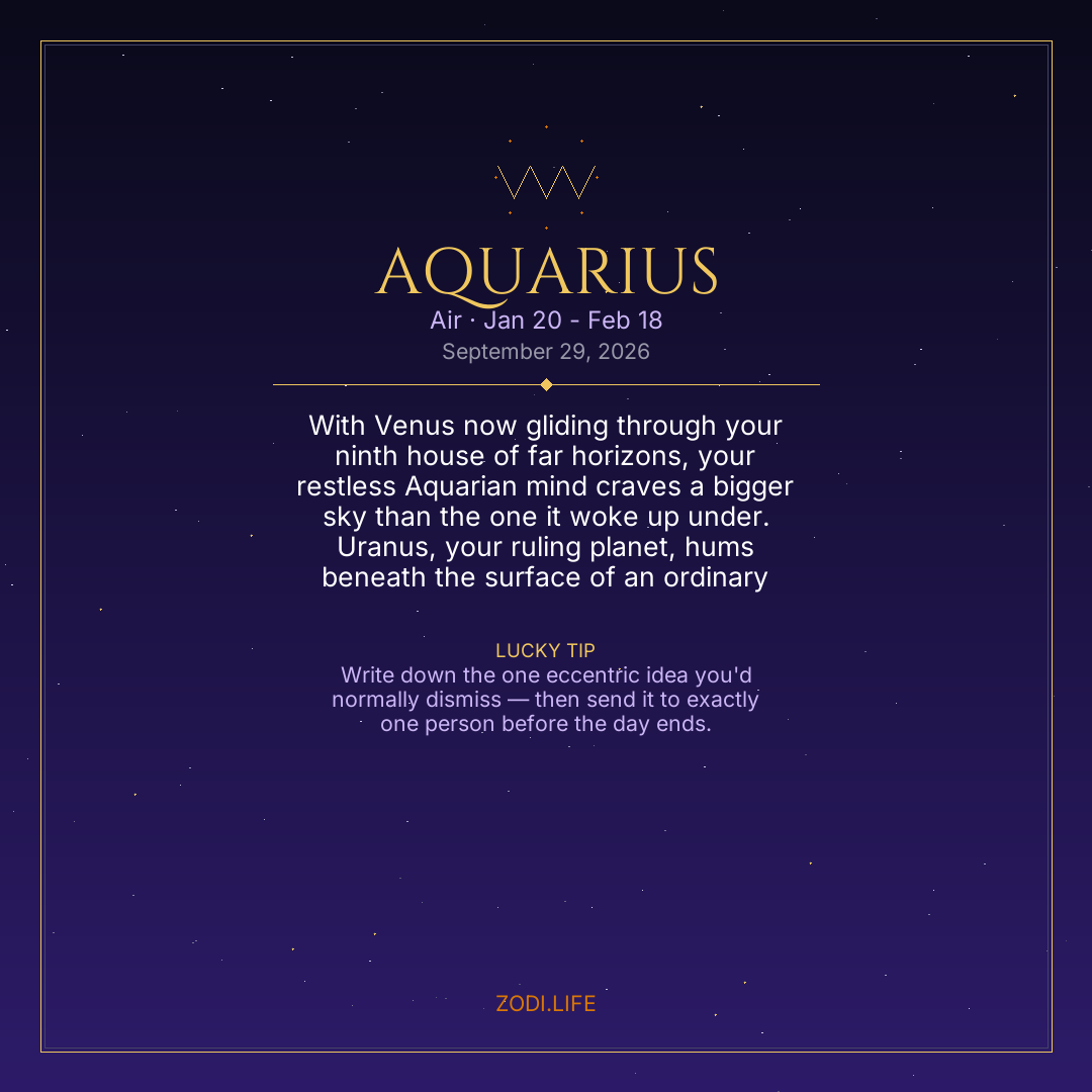 Aquarius Horoscope September 29, 2026