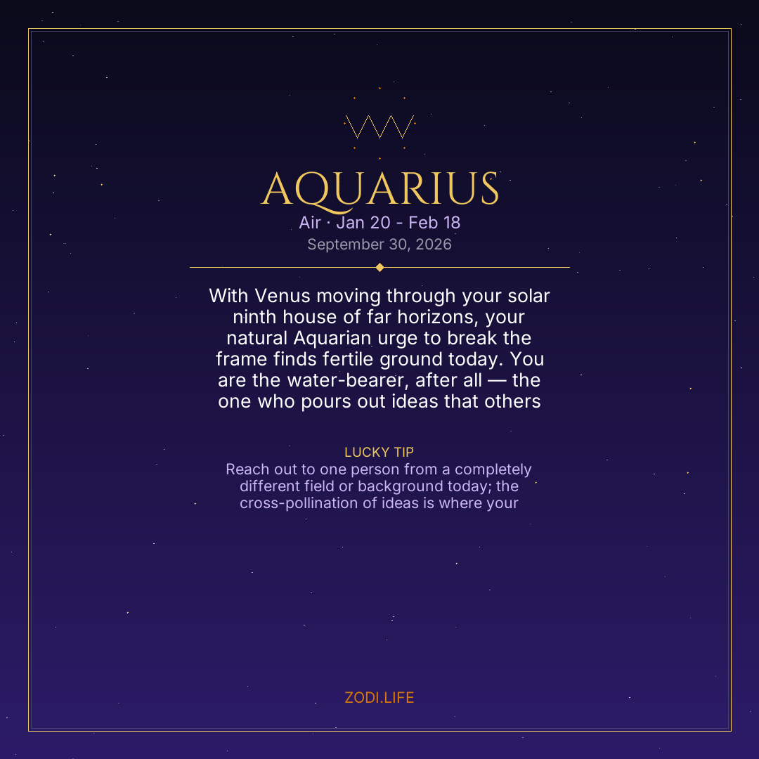 Aquarius Horoscope September 30, 2026