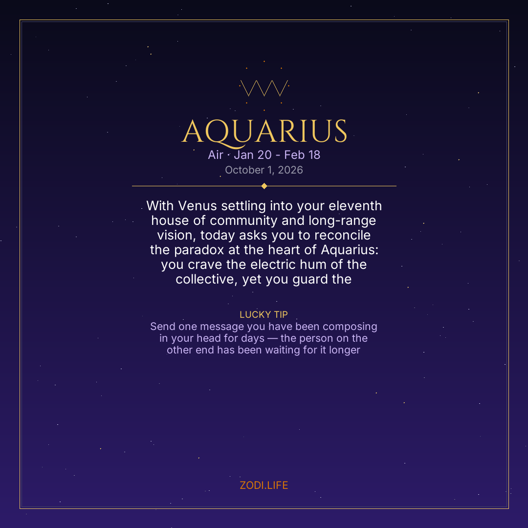Aquarius Horoscope October 1, 2026