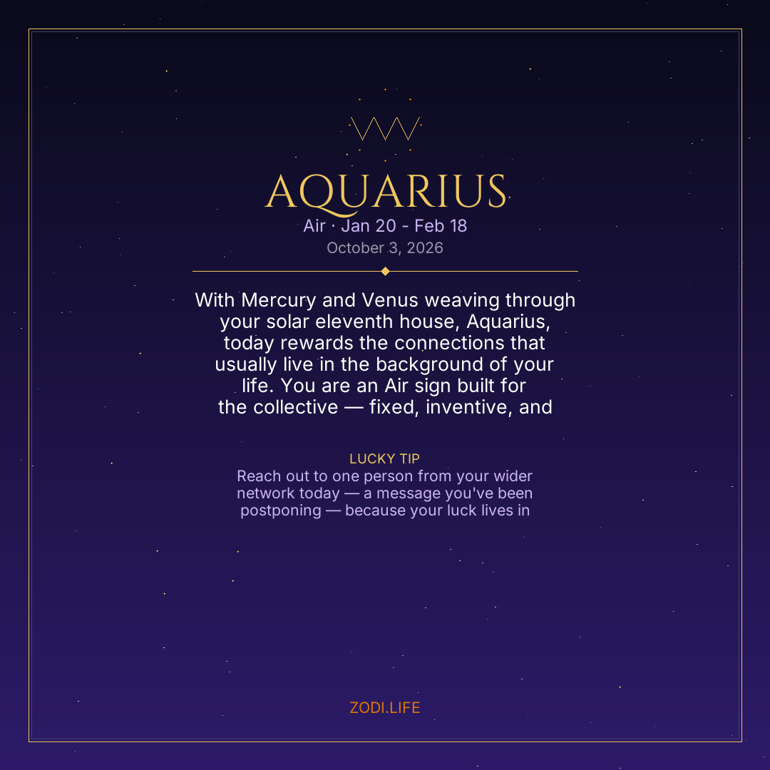 Aquarius Horoscope October 3, 2026