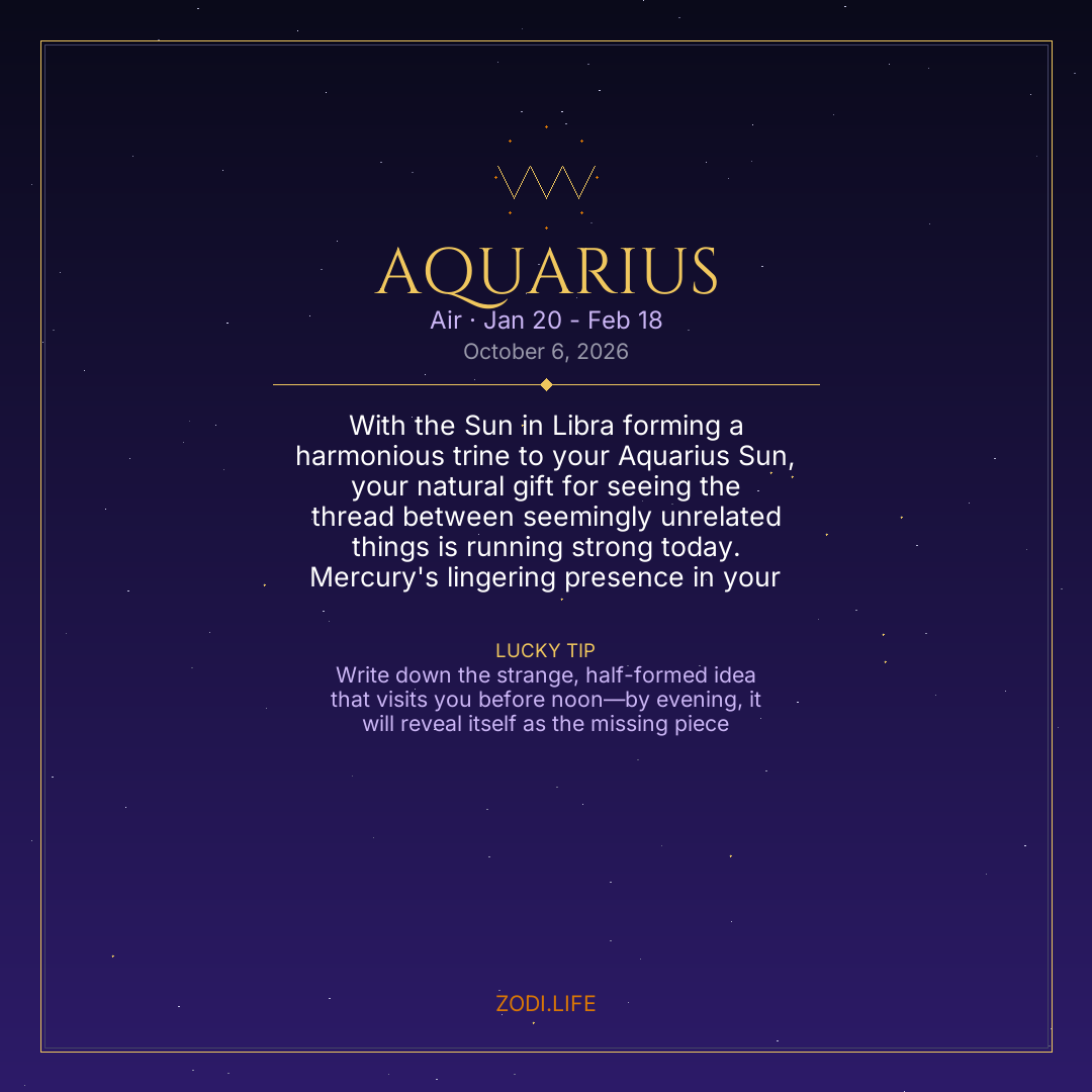 Aquarius Horoscope October 6, 2026