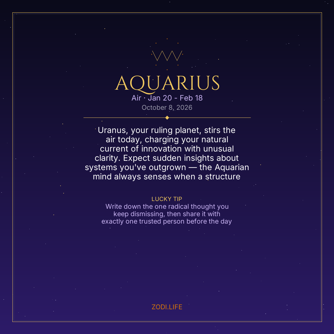 Aquarius Horoscope October 8, 2026