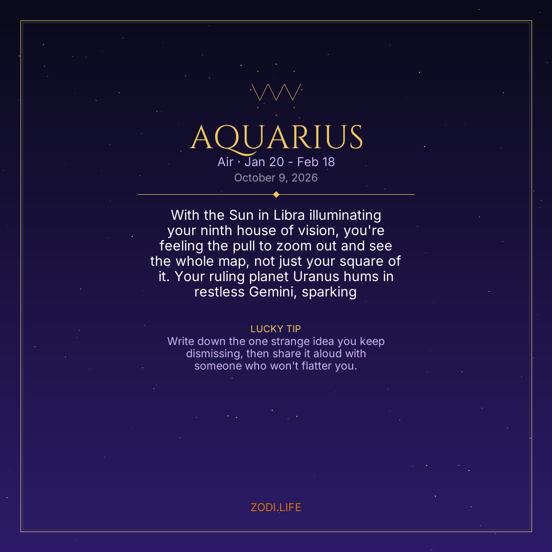 Aquarius Horoscope October 9, 2026