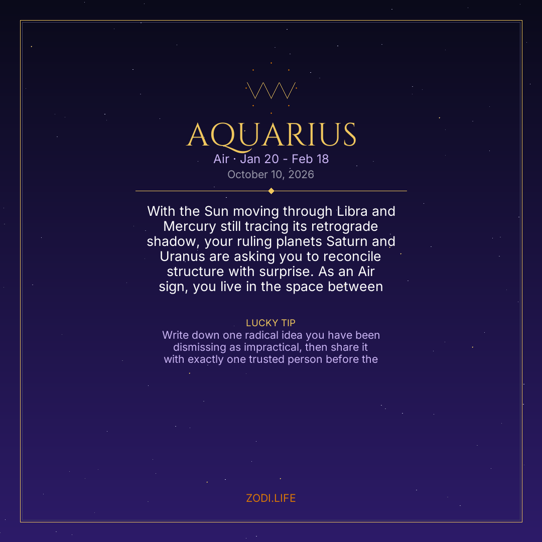 Aquarius Horoscope October 10, 2026
