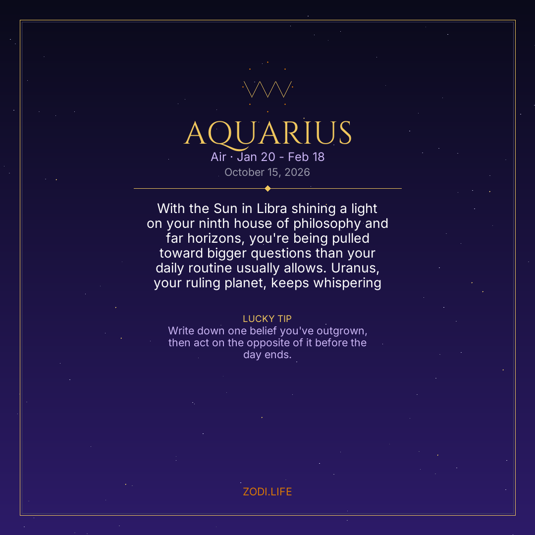 Aquarius Horoscope October 15, 2026