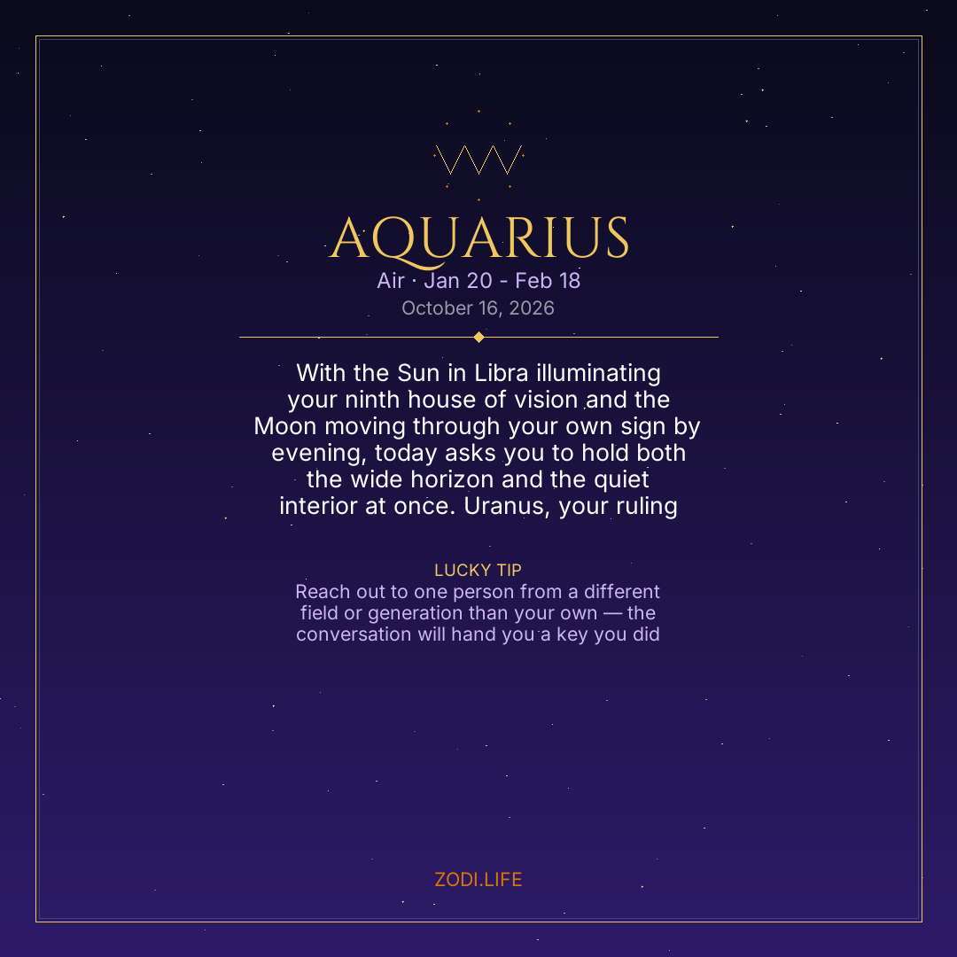 Aquarius Horoscope October 16, 2026