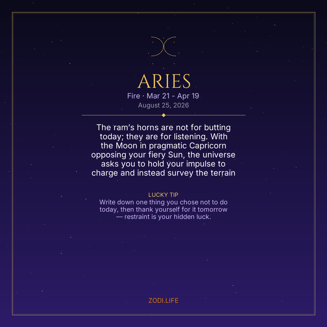 Aries Horoscope August 25, 2026