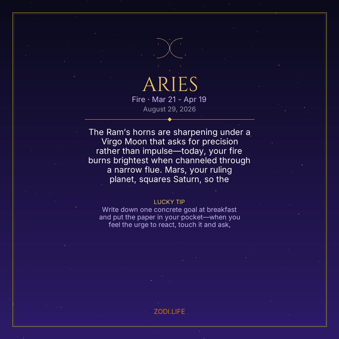 Aries Horoscope August 29, 2026