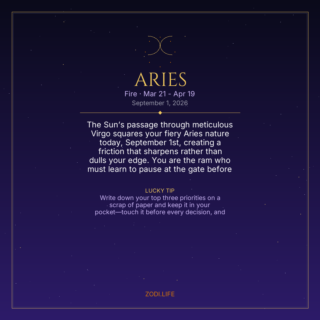 Aries Horoscope September 1, 2026