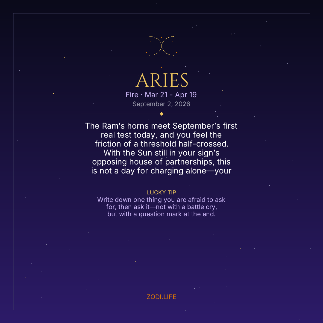 Aries Horoscope September 2, 2026
