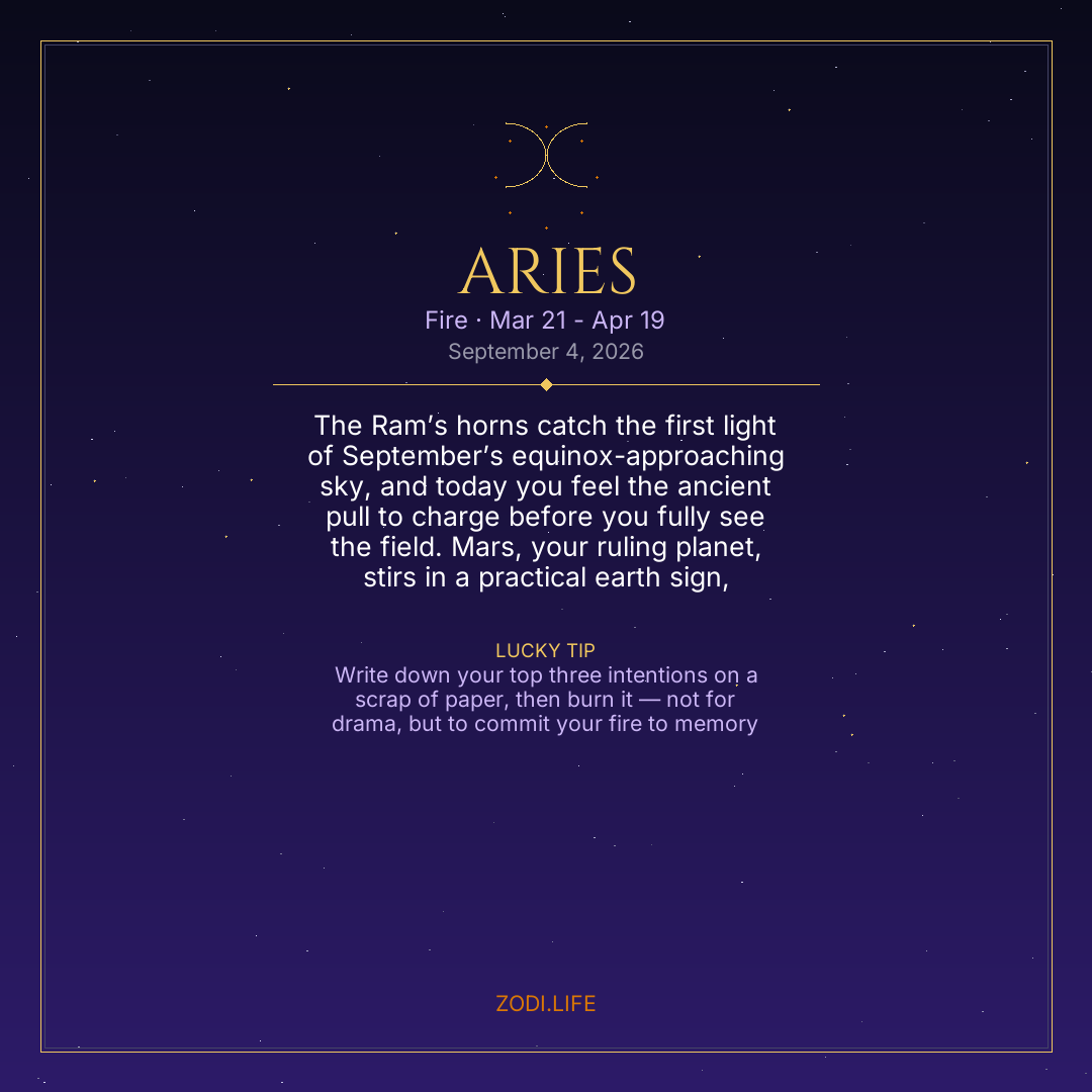 Aries Horoscope September 4, 2026