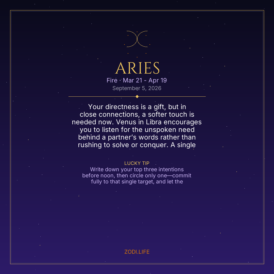 Aries Horoscope September 5, 2026