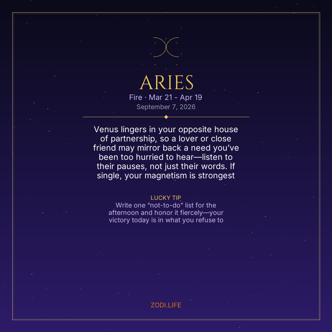 Aries Horoscope September 7, 2026