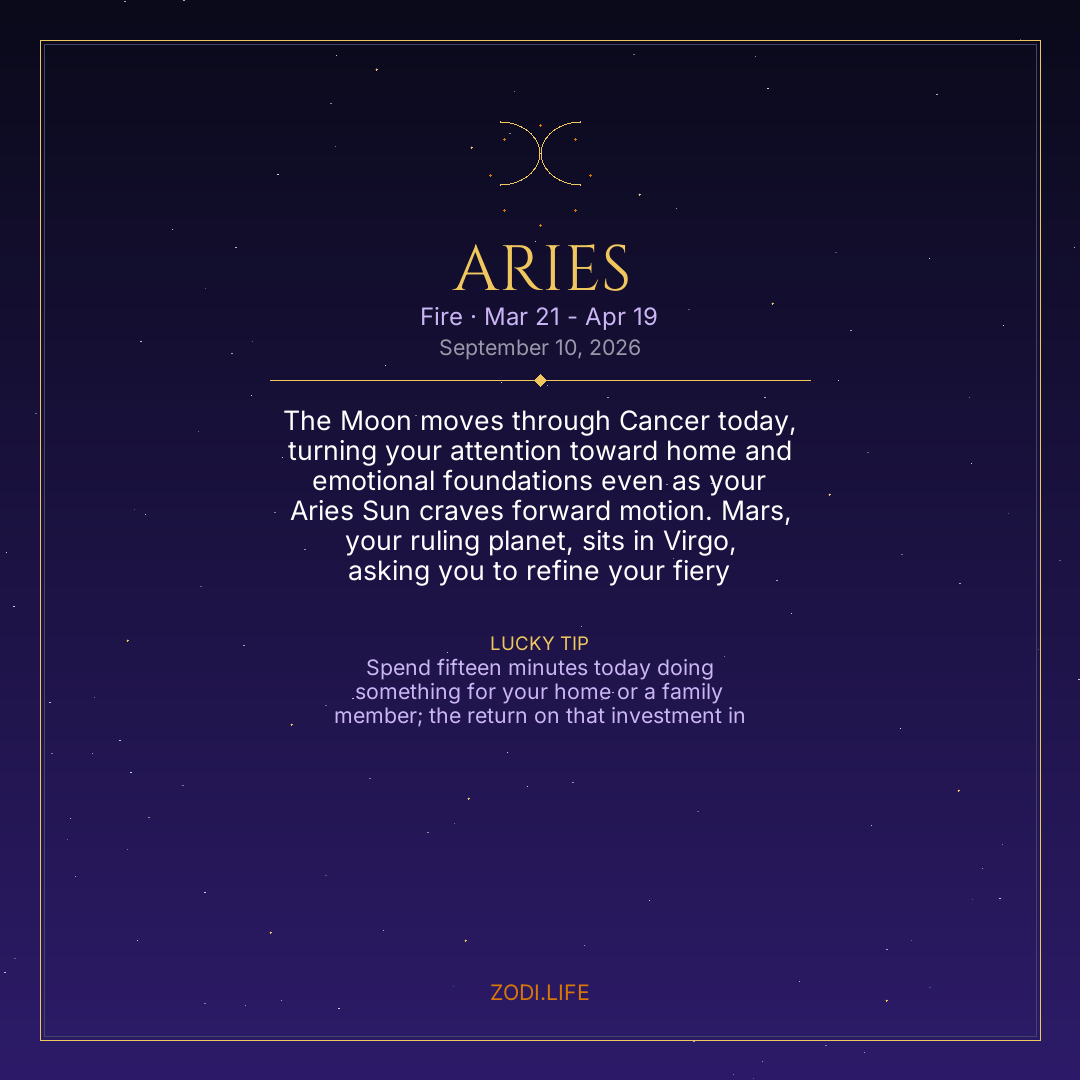 Aries Horoscope September 10, 2026