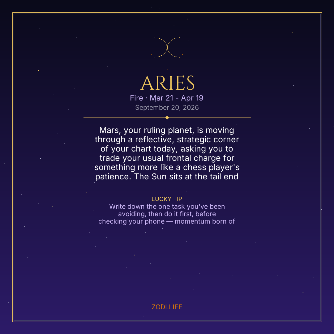 Aries Horoscope September 20, 2026