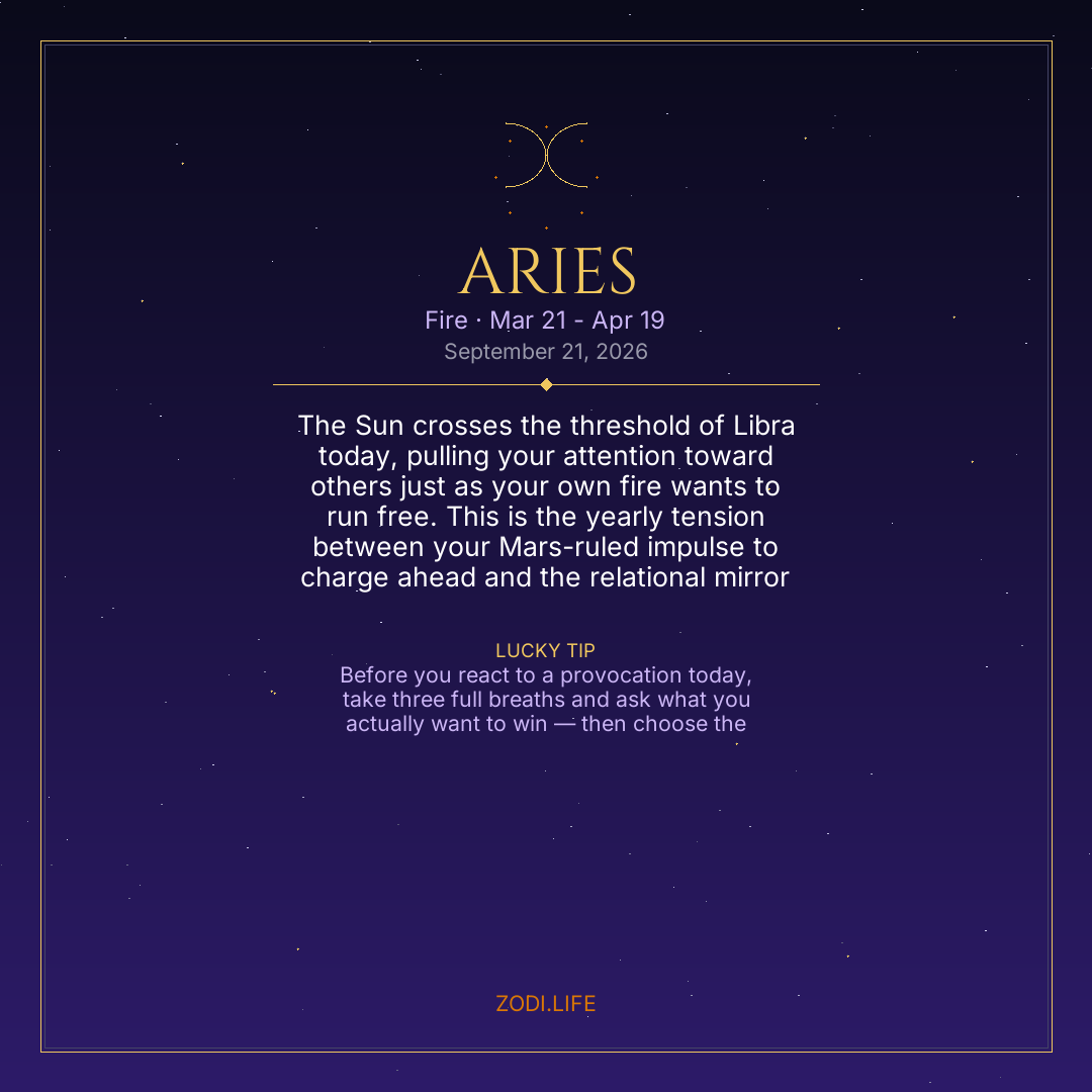 Aries Horoscope September 21, 2026