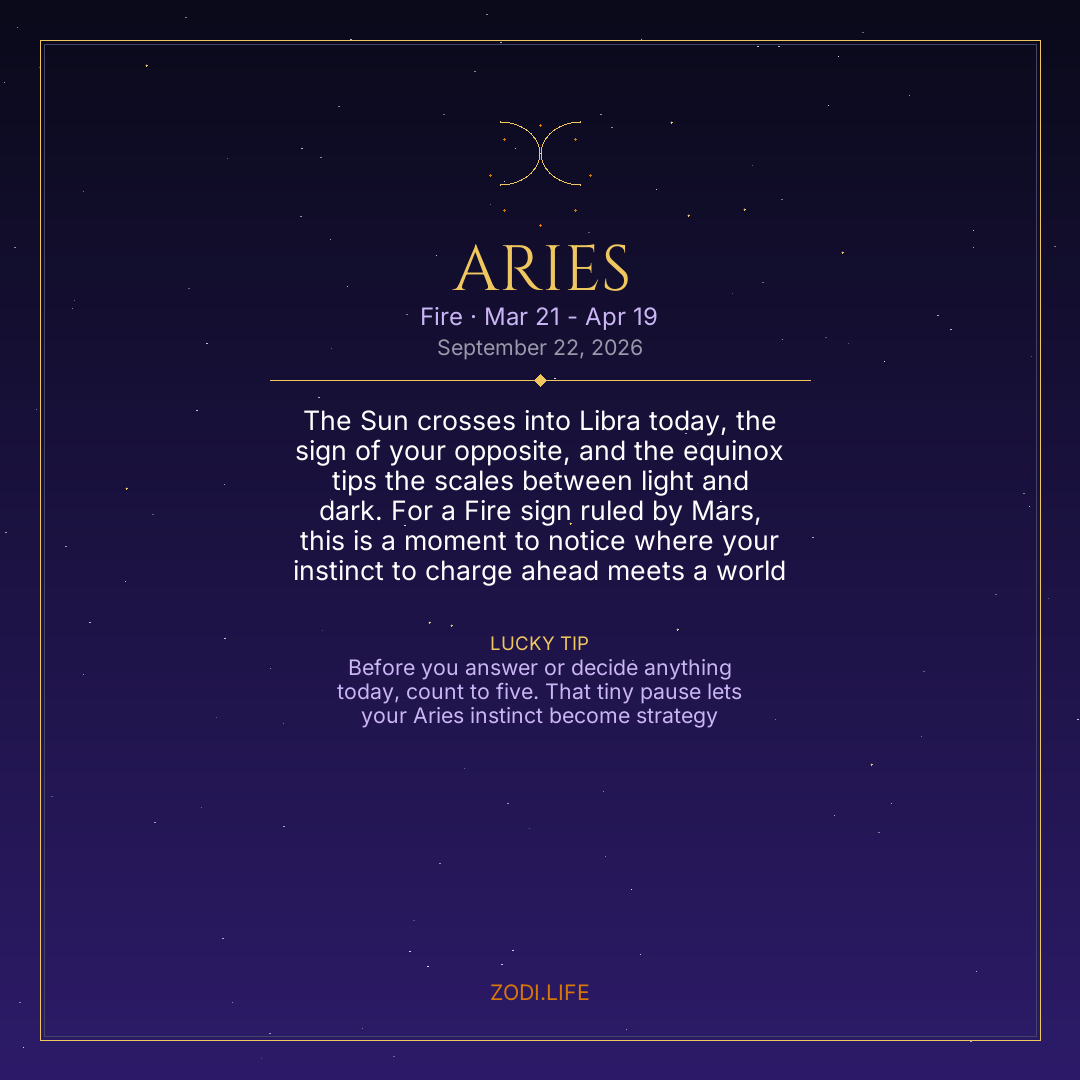 Aries Horoscope September 22, 2026