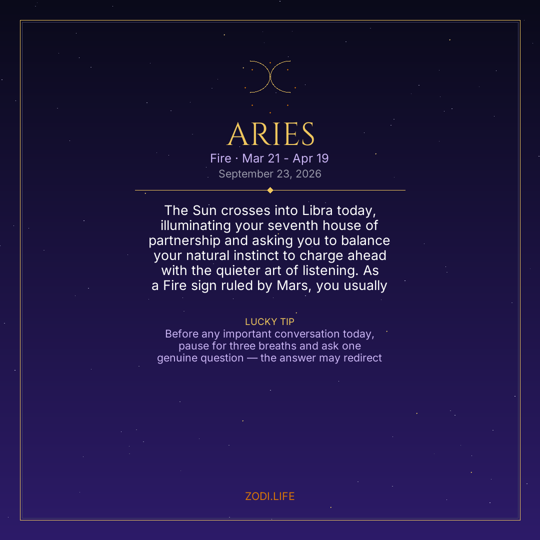 Aries Horoscope September 23, 2026