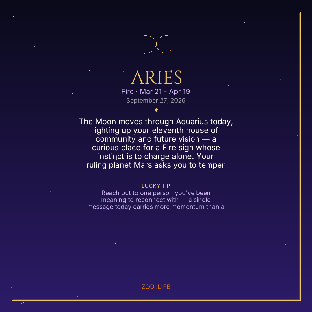 Aries Horoscope September 27, 2026