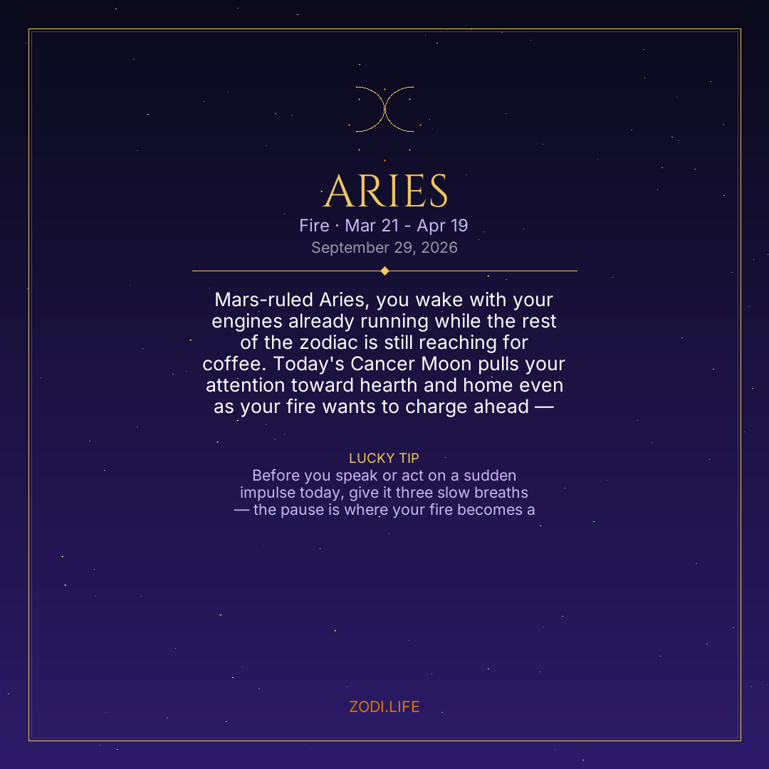 Aries Horoscope September 29, 2026