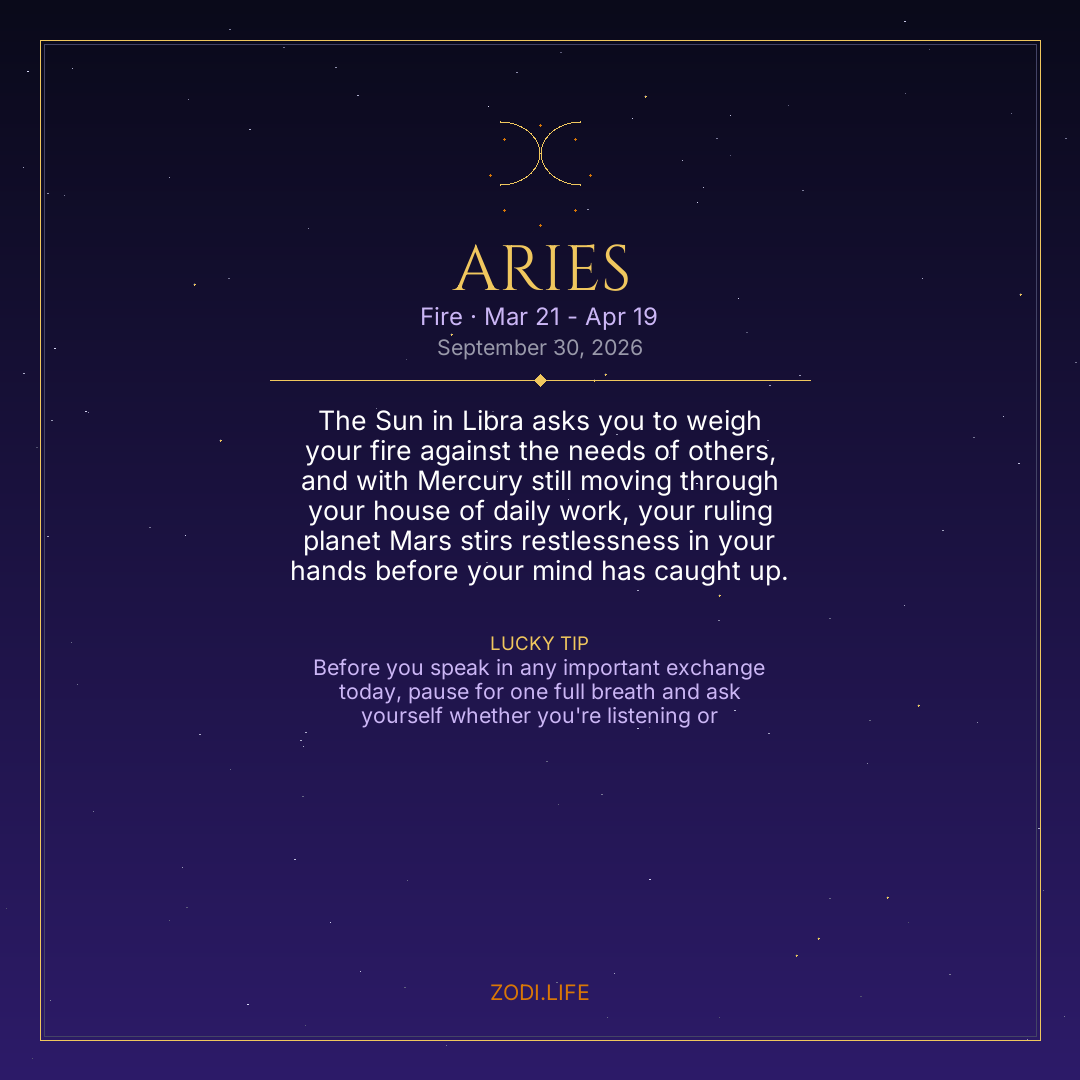 Aries Horoscope September 30, 2026