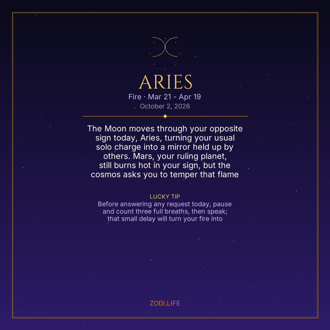 Aries Horoscope October 2, 2026