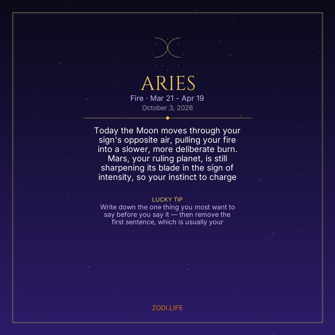 Aries Horoscope October 3, 2026