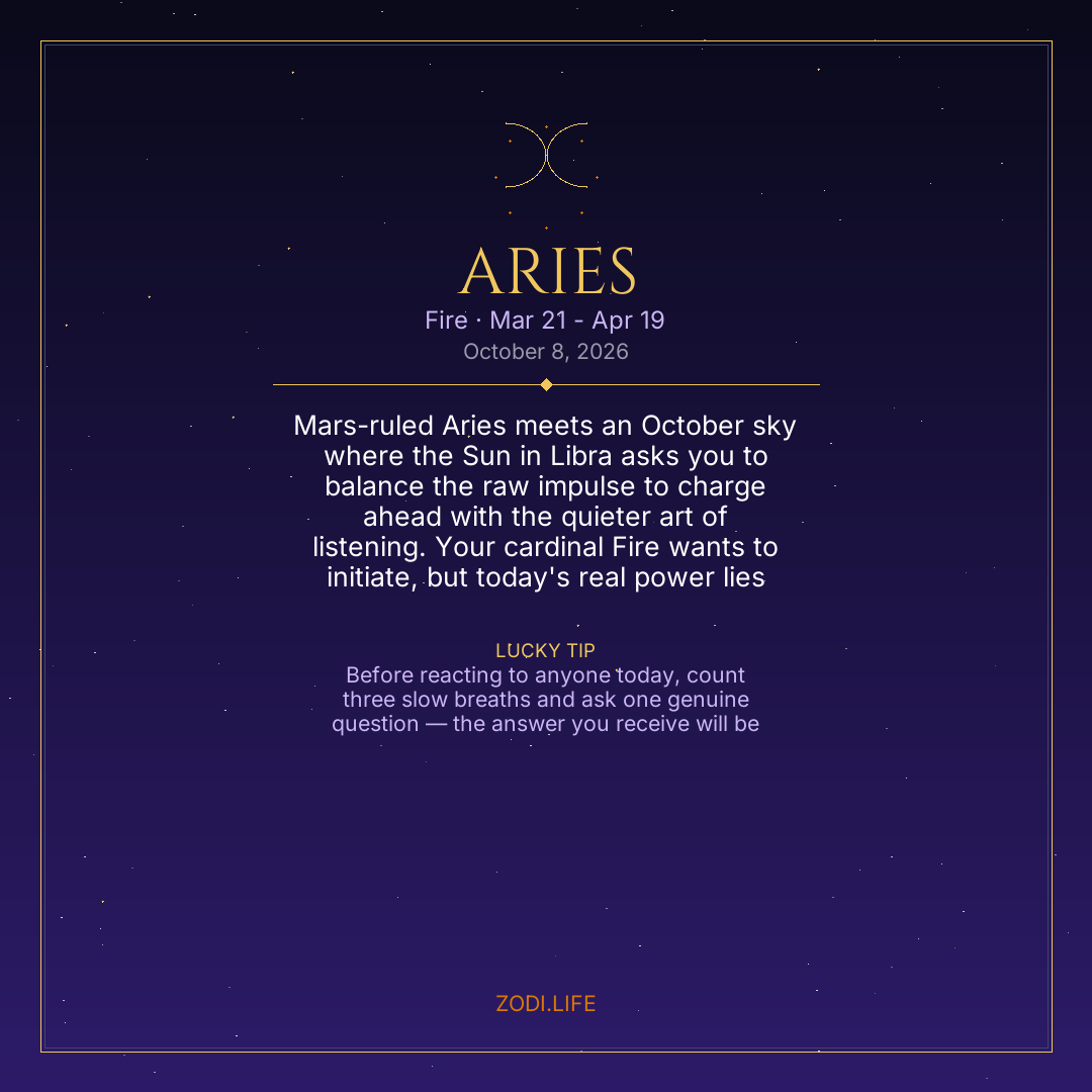 Aries Horoscope October 8, 2026
