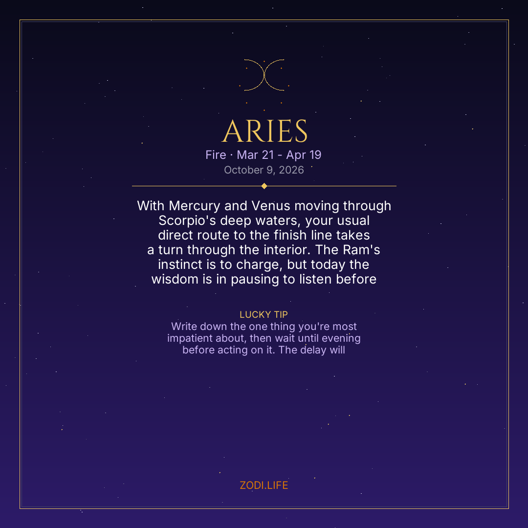 Aries Horoscope October 9, 2026