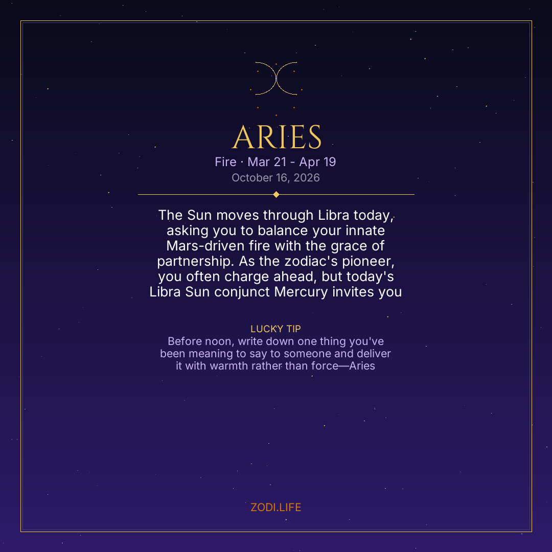 Aries Horoscope October 16, 2026