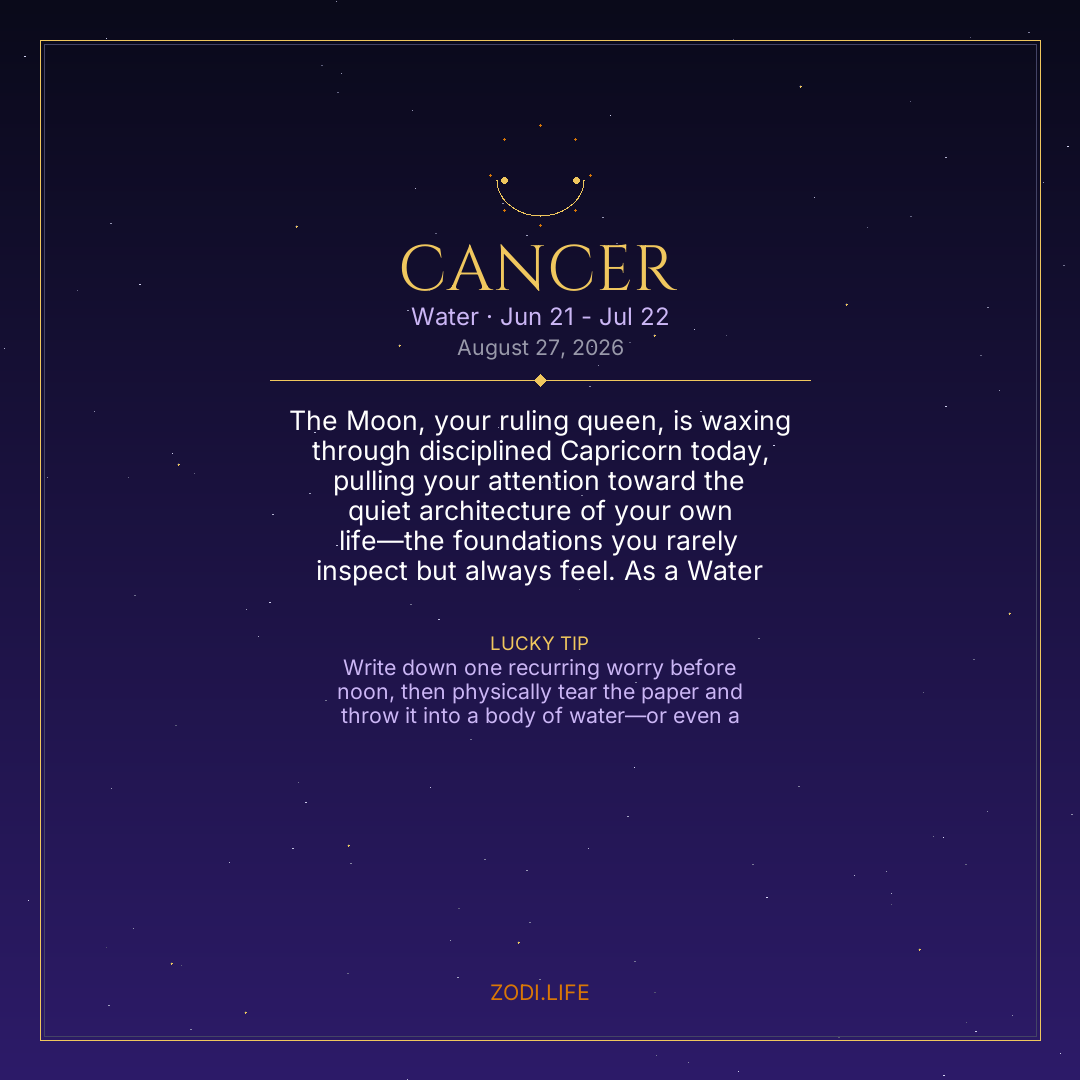Cancer Horoscope August 27, 2026