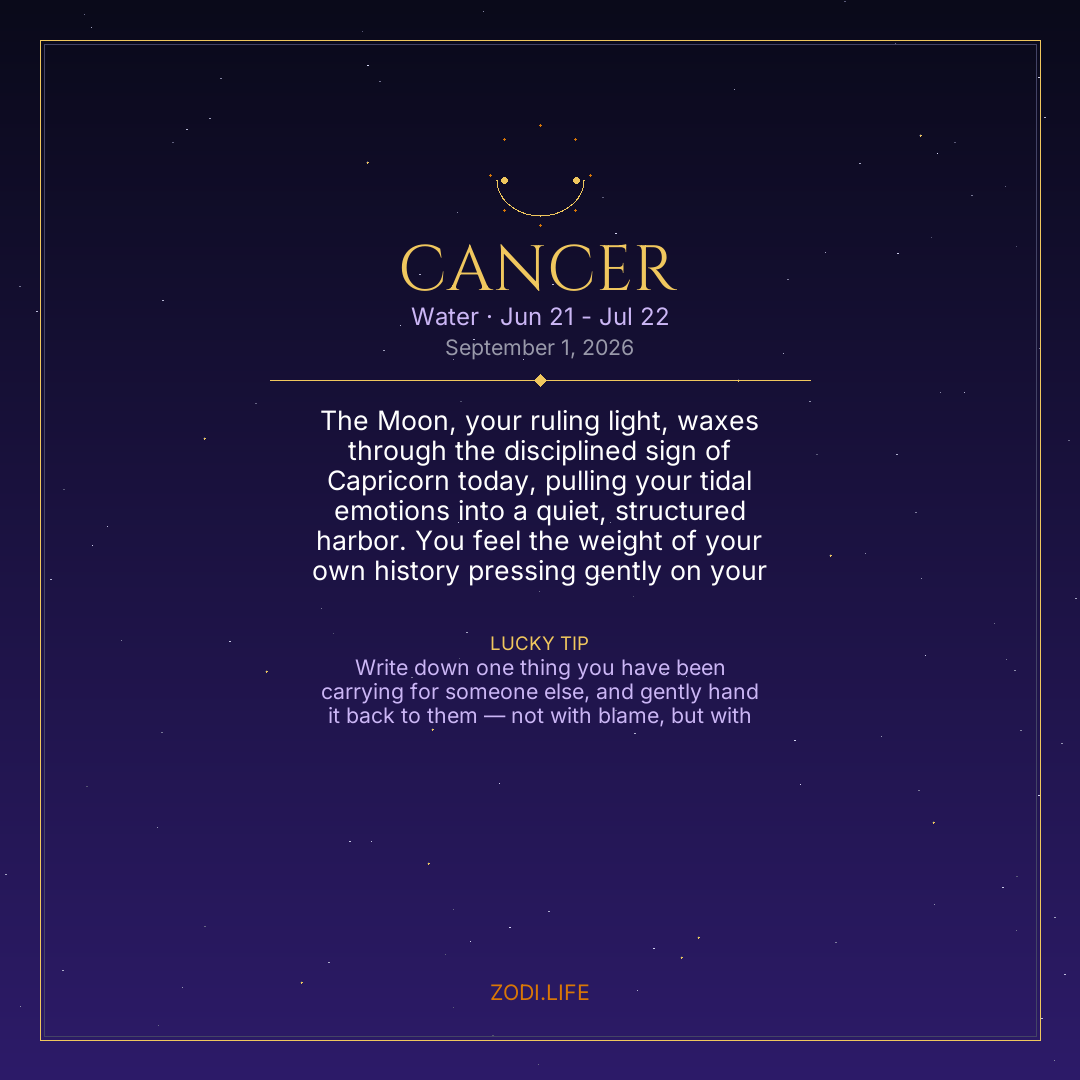 Cancer Horoscope September 1, 2026