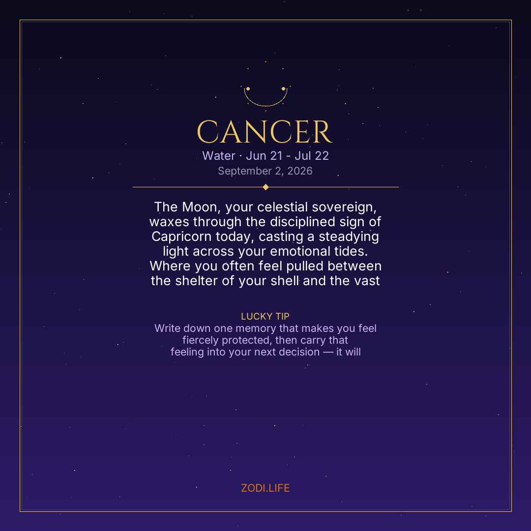 Cancer Horoscope September 2, 2026