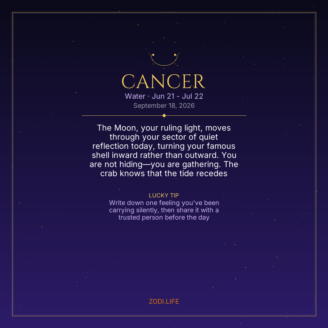 Cancer Horoscope September 18, 2026