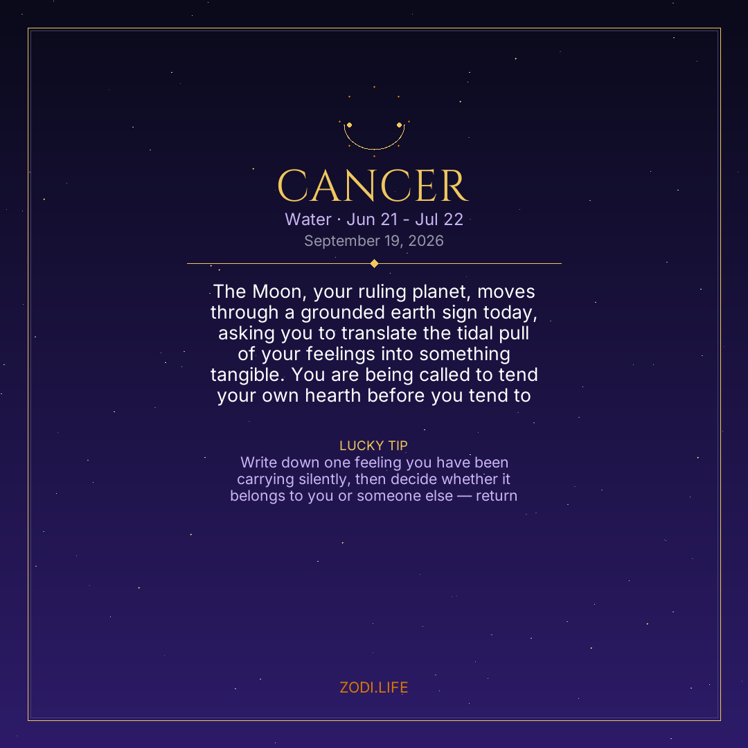Cancer Horoscope September 19, 2026