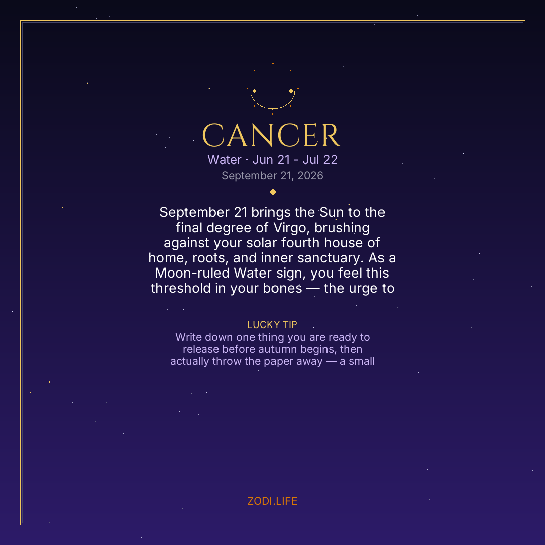 Cancer Horoscope September 21, 2026